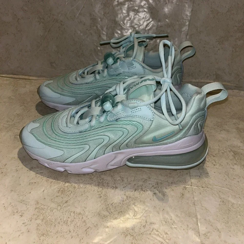 Nike Air Max 270 React ENG Teal White Athletic Lace Up Sneakers Women Size 7.5